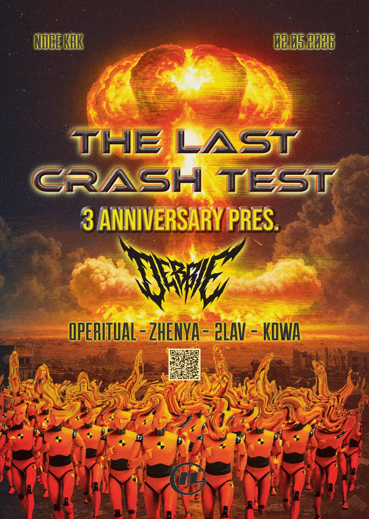 THE LAST CRASH TEST, 3rd anniversary poster, mushroom-cloud imagery