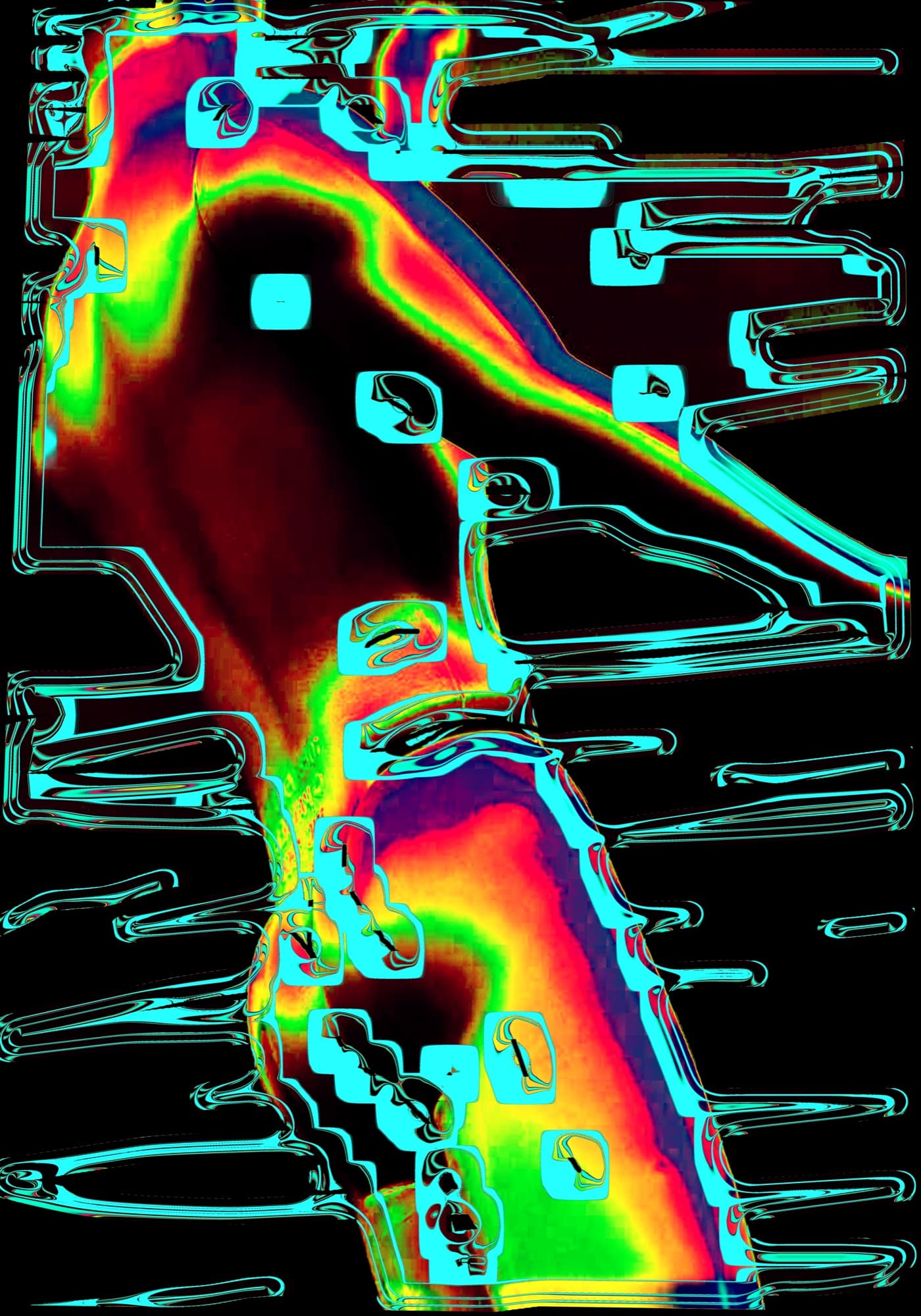 Ultra Ken artwork for Tres Bienski party, thermal color-grade study I