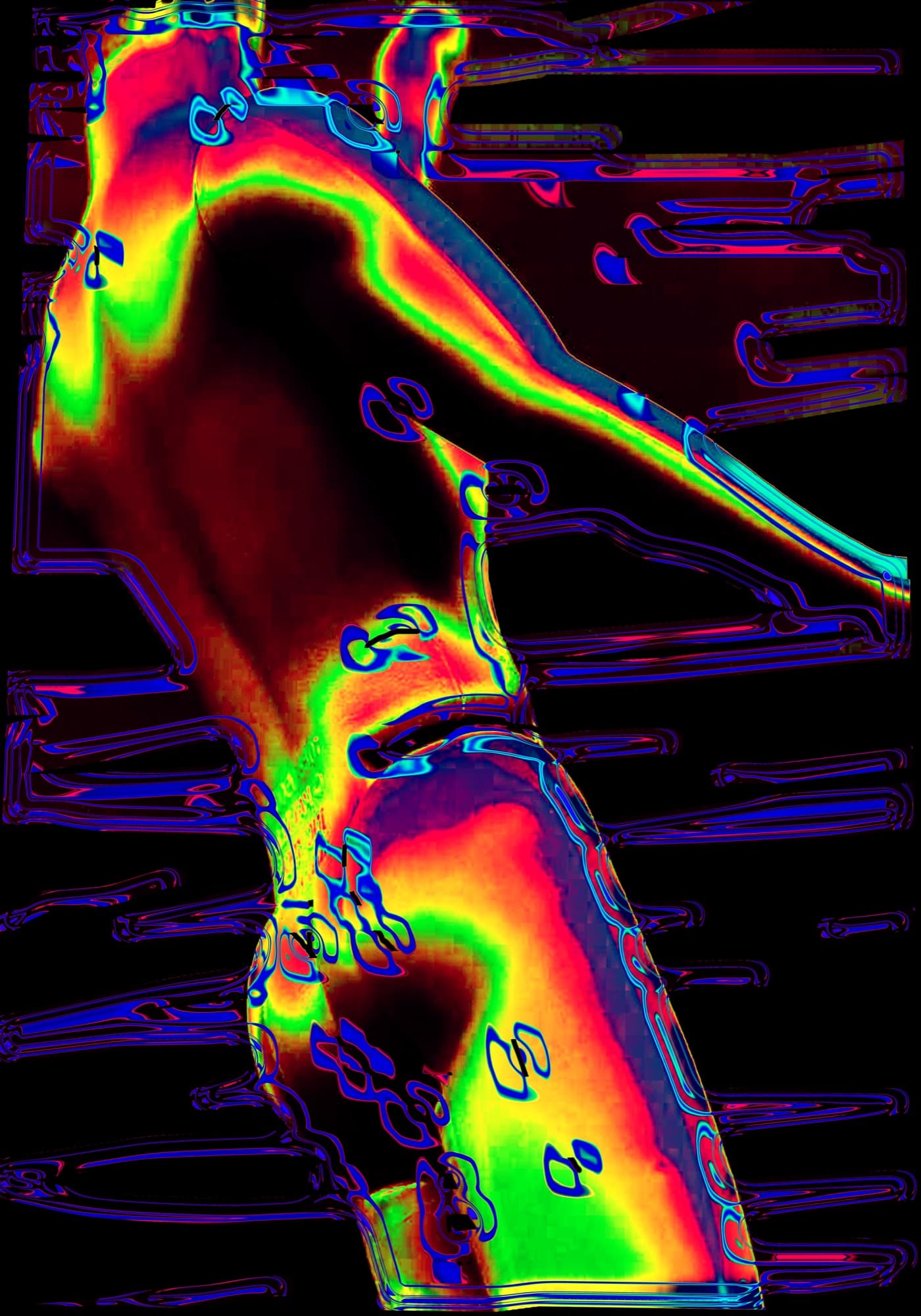 Ultra Ken artwork for Tres Bienski party, thermal color-grade study II