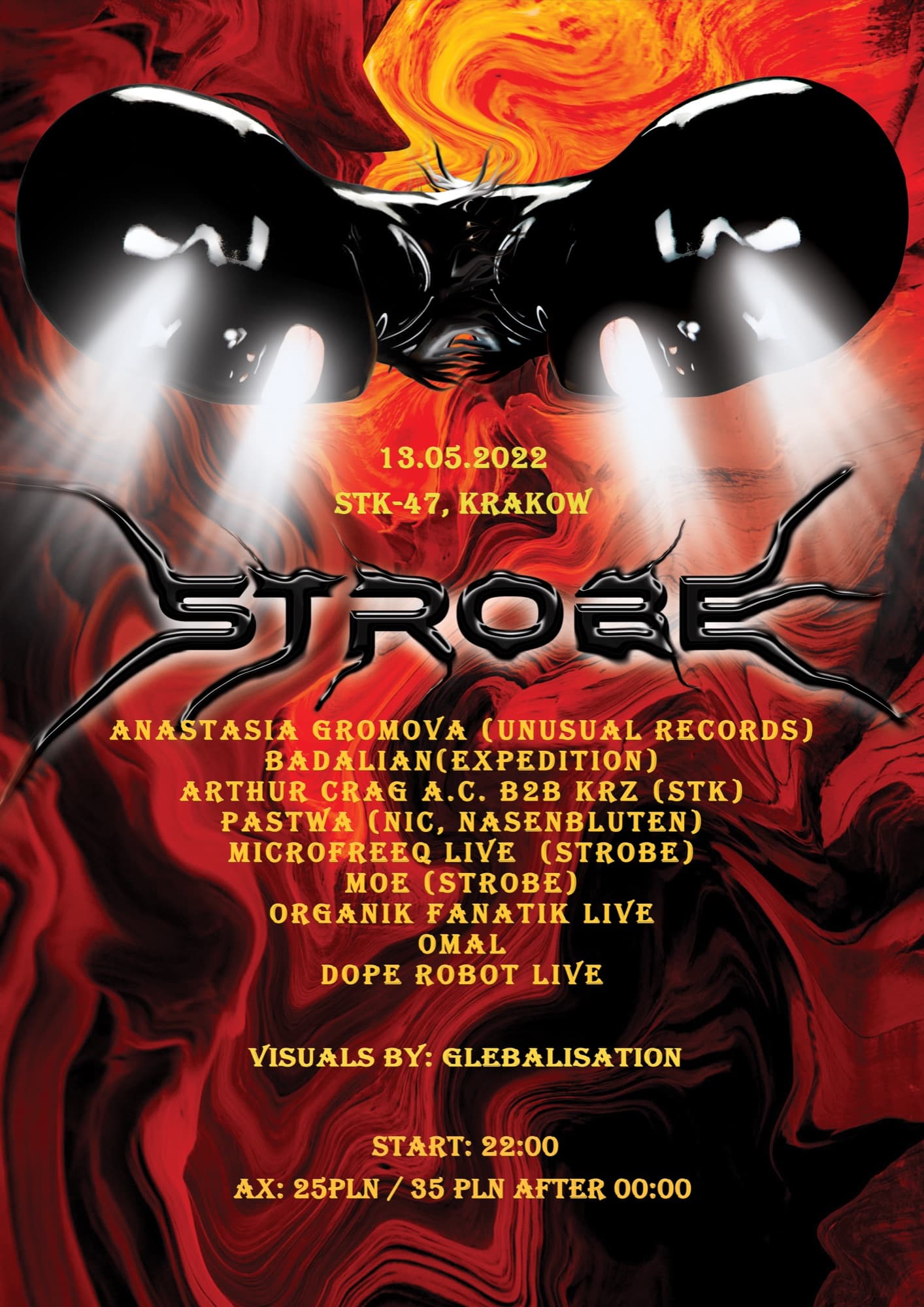 STROBE event poster, 13.05.2022, STK-47, Kraków, full lineup